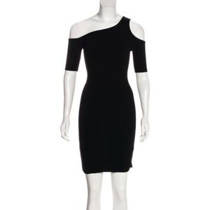 Helmut Lang Asymmetrical Bodycon Black Dress
